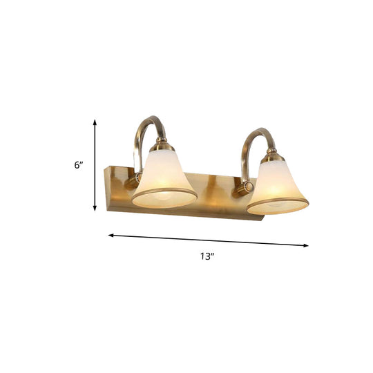 Classic Frosted Glass Brass Bell Shade Vanity Light Fixture - 2/3/4 Lights Bathroom Sconce Lamp