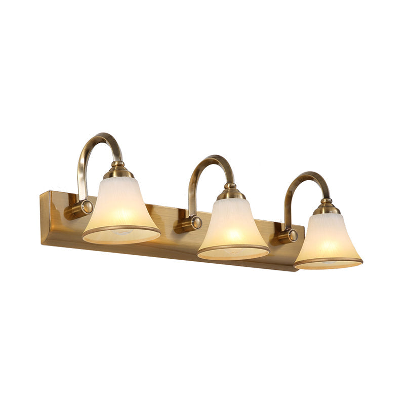 Classic Frosted Glass Brass Bell Shade Vanity Light Fixture - 2/3/4 Lights Bathroom Sconce Lamp