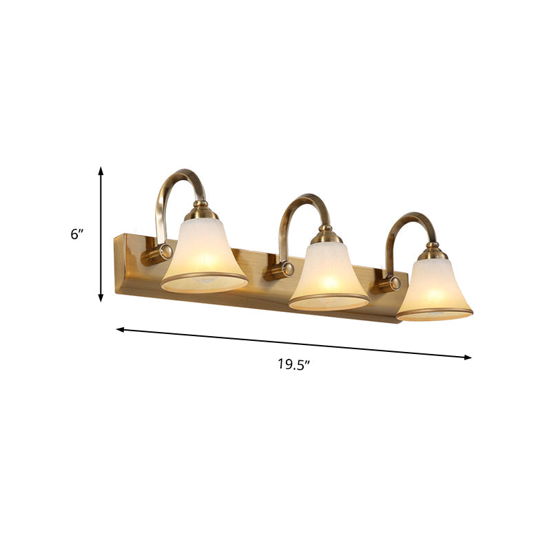 Classic Frosted Glass Brass Bell Shade Vanity Light Fixture - 2/3/4 Lights Bathroom Sconce Lamp