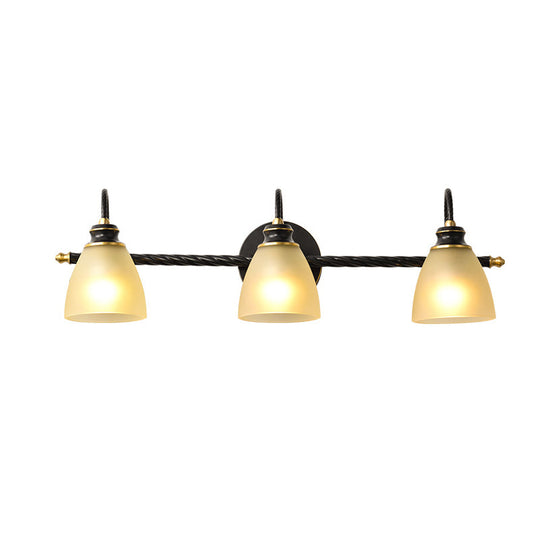 Traditional Black Bathroom Vanity Lamp - 2/3 Lights Sconce With Frosted Glass