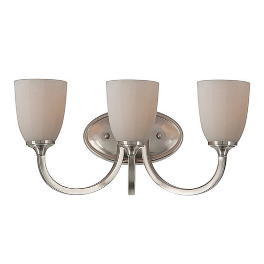 White Glass Cup Sconce: Traditional Bathroom Vanity Light With 3/4 Lights In Black/Chrome