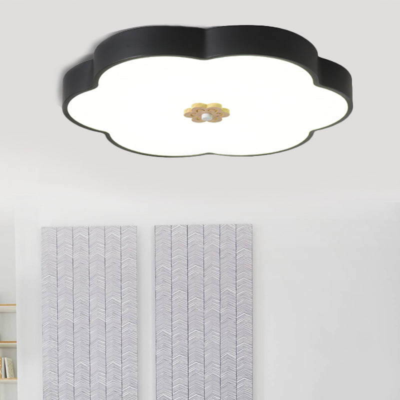 12"/16" Modern Flower Flush Mount Ceiling Light with Acrylic Diffuser - Metal LED, Black/White