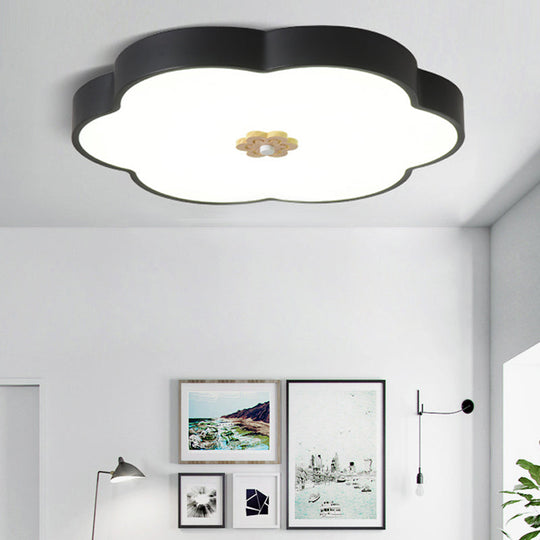 12"/16" Modern Flower Flush Mount Ceiling Light with Acrylic Diffuser - Metal LED, Black/White