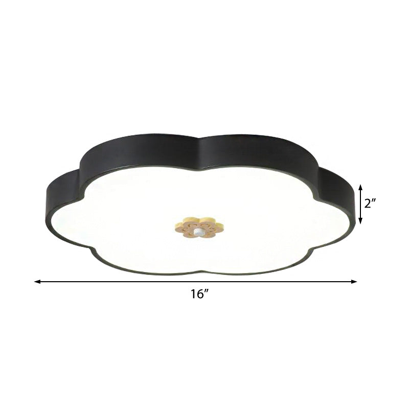 12"/16" Modern Flower Flush Mount Ceiling Light with Acrylic Diffuser - Metal LED, Black/White