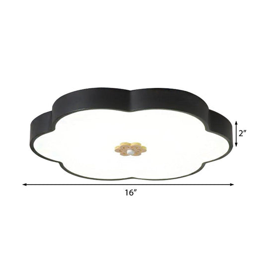 12/16 Modern Flower Flush Mount Ceiling Light With Acrylic Diffuser - Metal Led Black/White