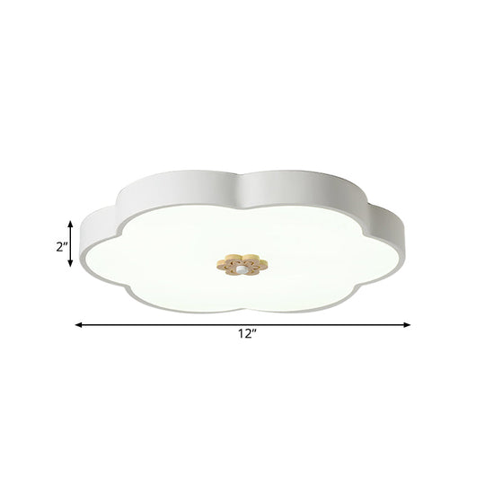 12/16 Modern Flower Flush Mount Ceiling Light With Acrylic Diffuser - Metal Led Black/White