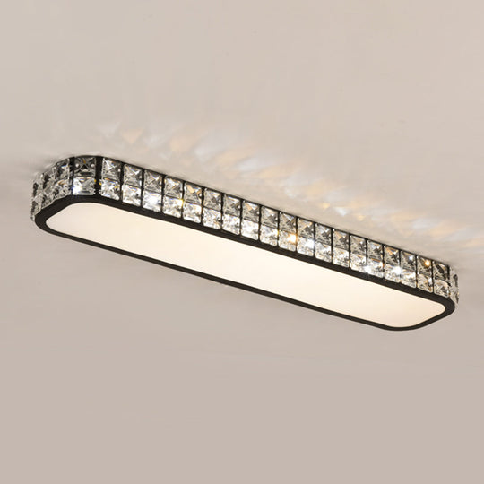 Artistic Led Crystal Flush Ceiling Light Fixture - Rounded Rectangle Corridor Black / Large Third