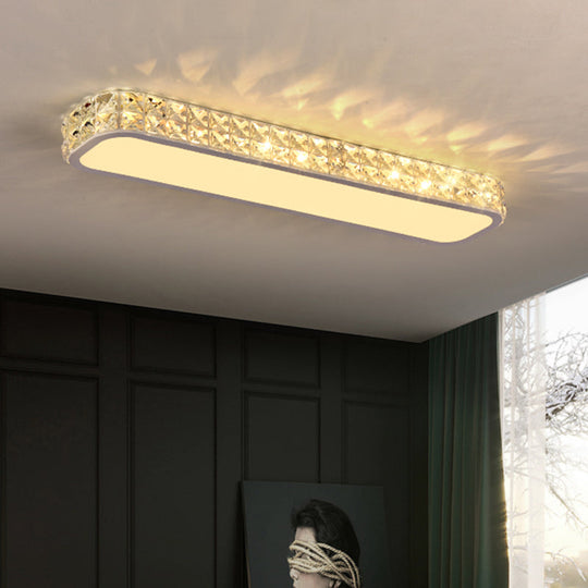 Artistic Led Crystal Flush Ceiling Light Fixture - Rounded Rectangle Corridor