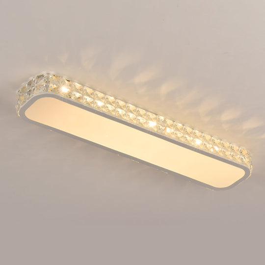 Artistic Led Crystal Flush Ceiling Light Fixture - Rounded Rectangle Corridor White / Large Yellow