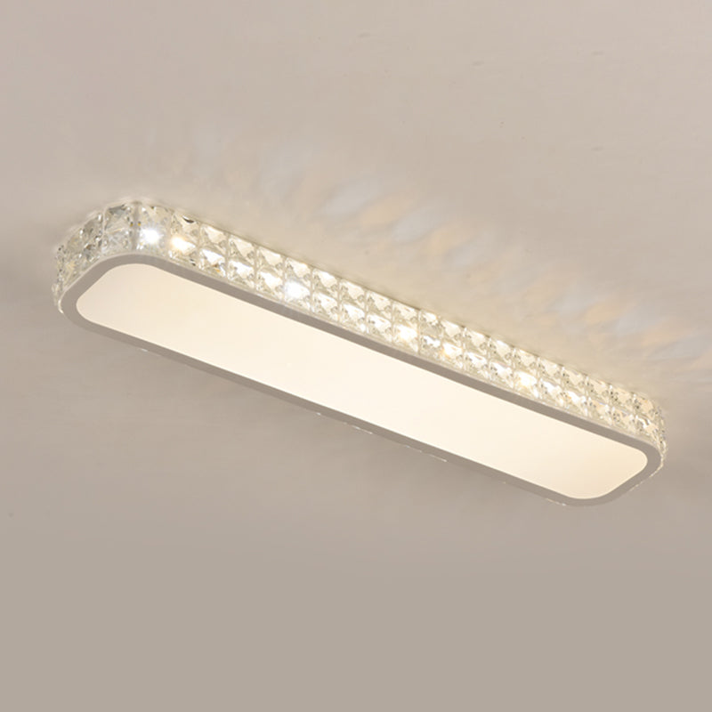 Artistic Led Crystal Flush Ceiling Light Fixture - Rounded Rectangle Corridor White / Large Third