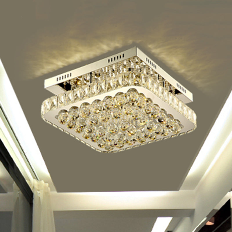 Minimalist Crystal Semi Flush Mount Led Lighting In Stainless Steel For Corridor Stainless-Steel / F