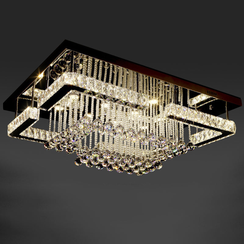 Geometric Crystal Flush Mount Light: Artistic Led Semi Ceiling Fixture With Stainless-Steel Accents