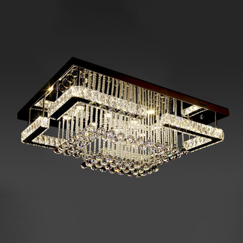 Geometric Crystal Flush Mount Light: Artistic Led Semi Ceiling Fixture With Stainless-Steel Accents