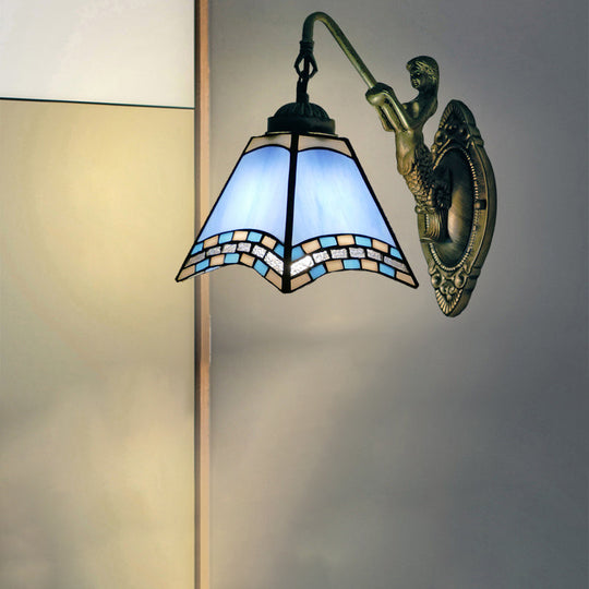 Mediterranean Stained Glass Vanity Lighting: Wall-Mounted For Bathroom 1 / Blue