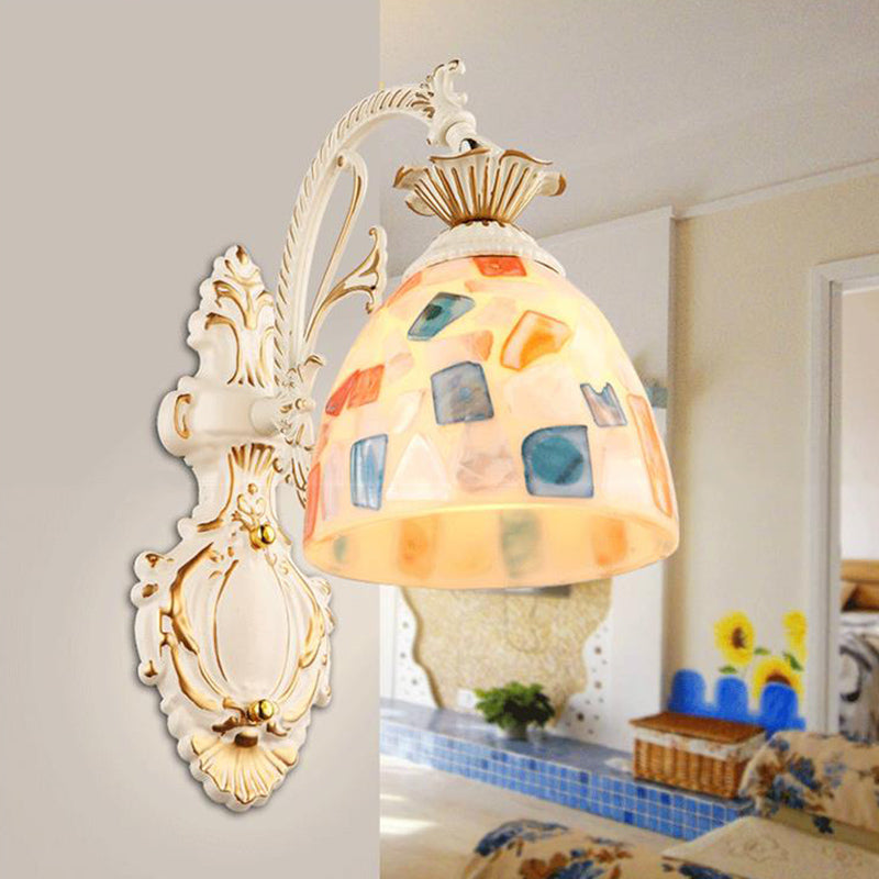 Traditional Tiffany Glass Wall Lamp With Bell Shade - Perfect For Corridor Lighting