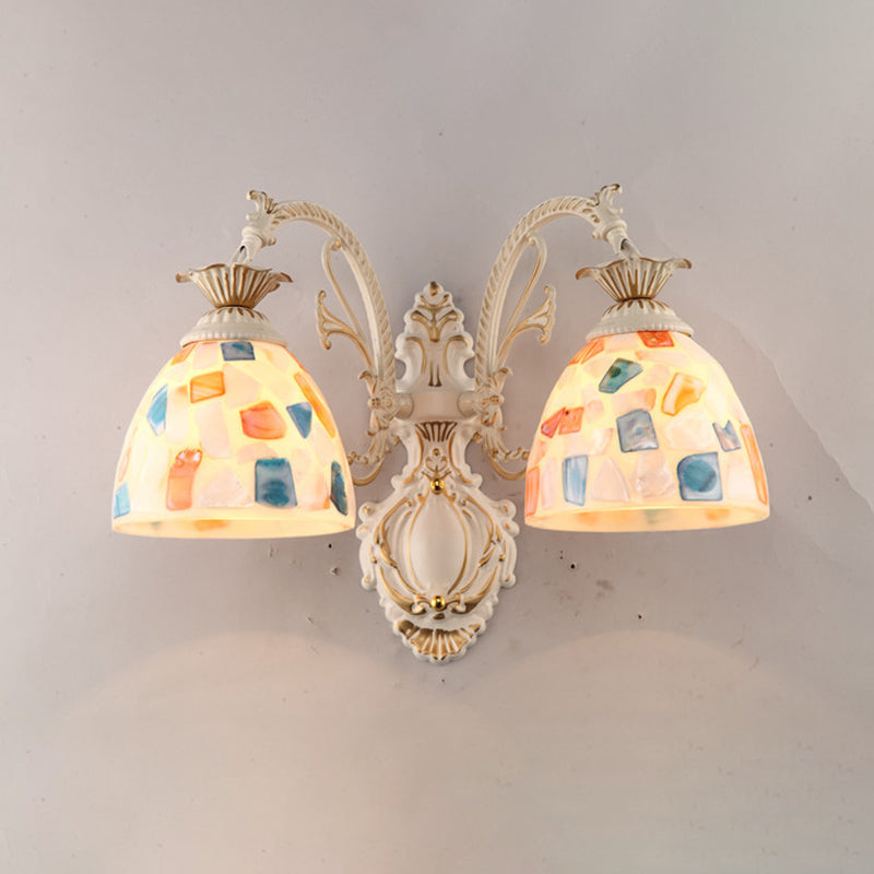 Traditional Tiffany Glass Wall Lamp With Bell Shade - Perfect For Corridor Lighting 2 / White