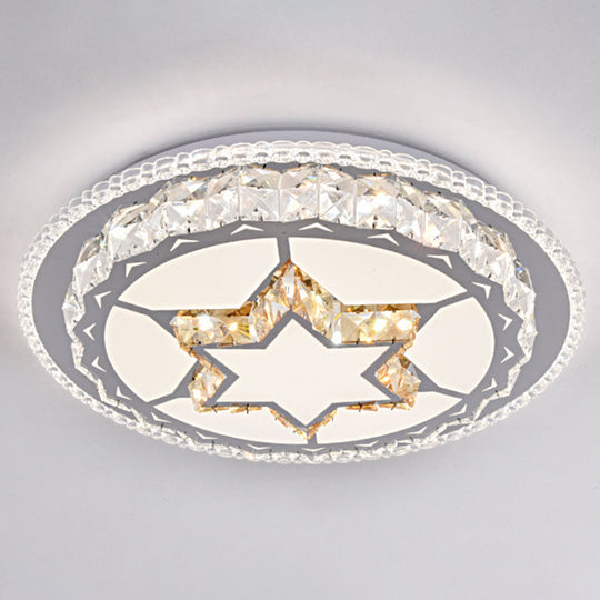 Modern Round LED Crystal Flush Mount Ceiling Light in Stainless Steel - Bedroom