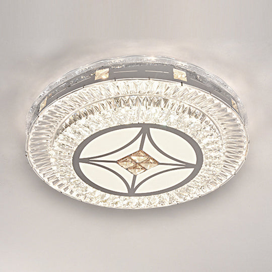 Modern Round LED Crystal Flush Mount Ceiling Light in Stainless Steel - Bedroom