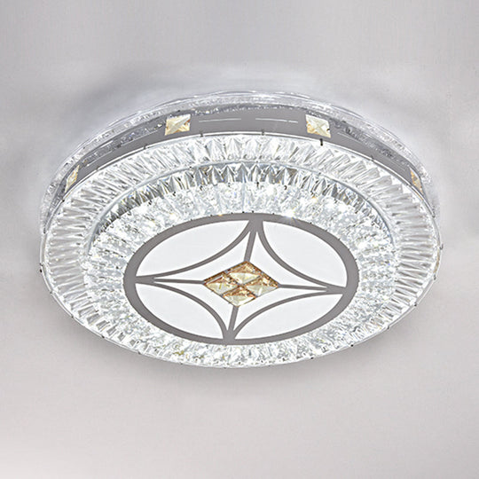 Modern Round LED Crystal Flush Mount Ceiling Light in Stainless Steel - Bedroom