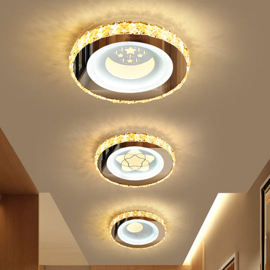 Modern LED Crystal Stainless-Steel Flushmount Ceiling Light - Circle Shape