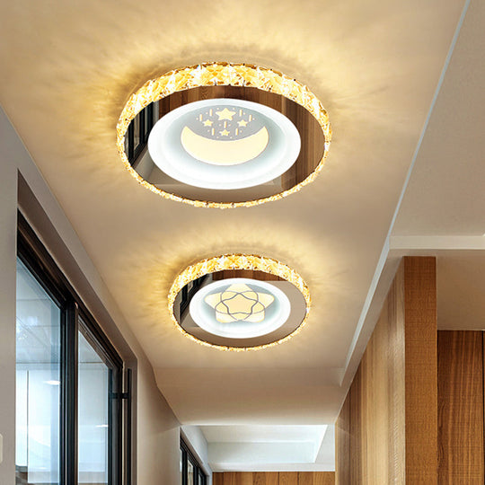 Modern LED Crystal Stainless-Steel Flushmount Ceiling Light - Circle Shape