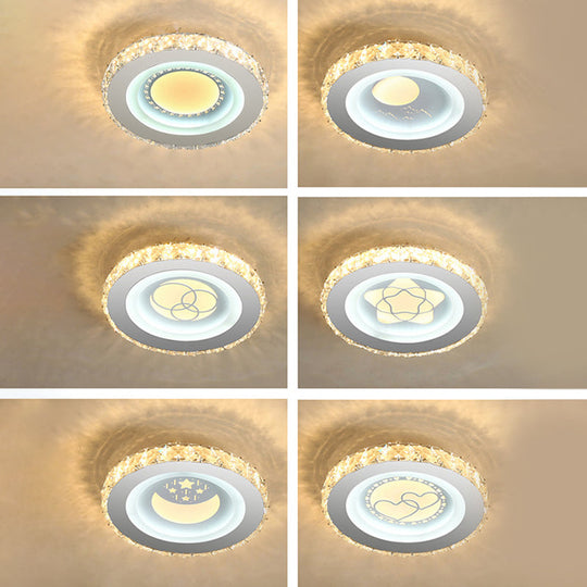 Modern LED Crystal Stainless-Steel Flushmount Ceiling Light - Circle Shape