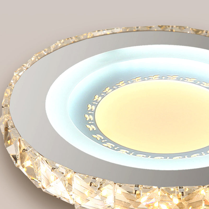 Modern LED Crystal Stainless-Steel Flushmount Ceiling Light - Circle Shape