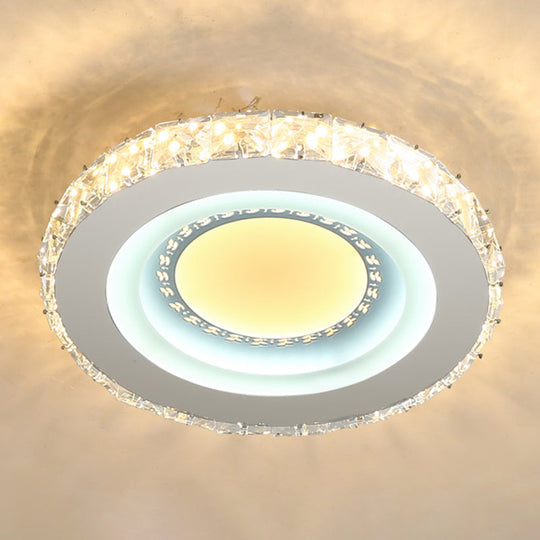 Modern LED Crystal Stainless-Steel Flushmount Ceiling Light - Circle Shape