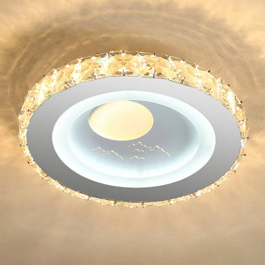 Modern LED Crystal Stainless-Steel Flushmount Ceiling Light - Circle Shape