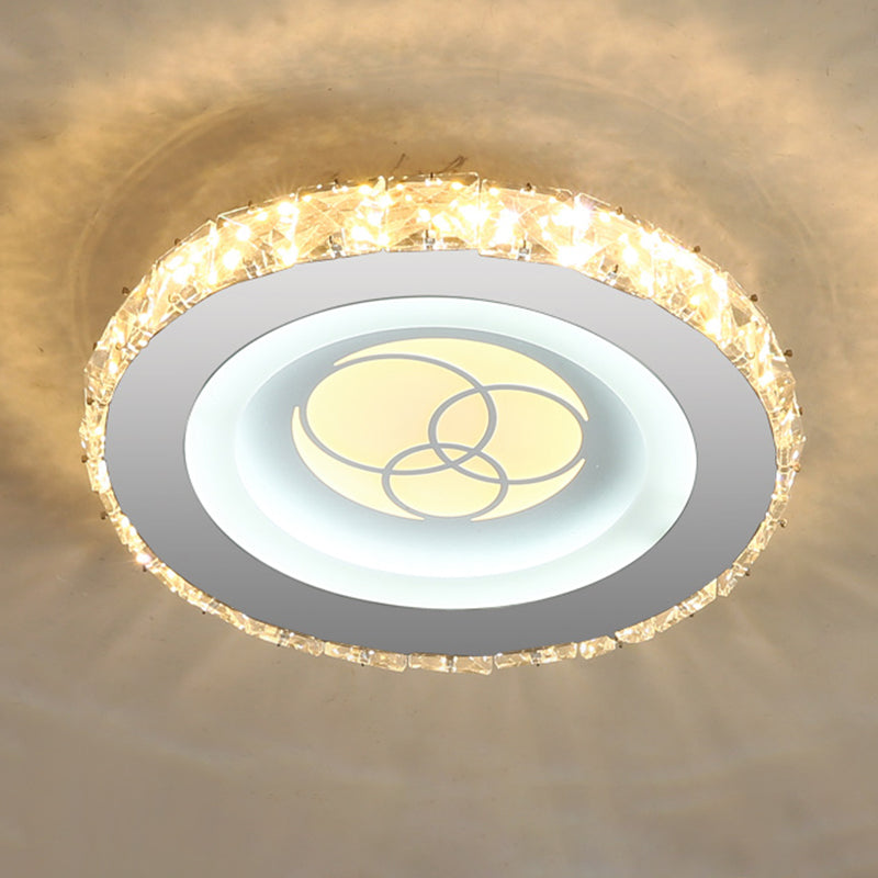 Modern LED Crystal Stainless-Steel Flushmount Ceiling Light - Circle Shape