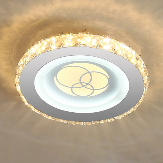 Modern Led Crystal Stainless-Steel Flushmount Ceiling Light - Circle Shape /