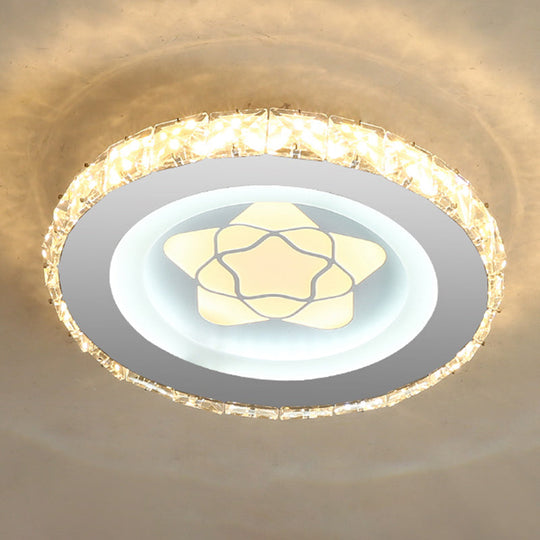 Modern LED Crystal Stainless-Steel Flushmount Ceiling Light - Circle Shape