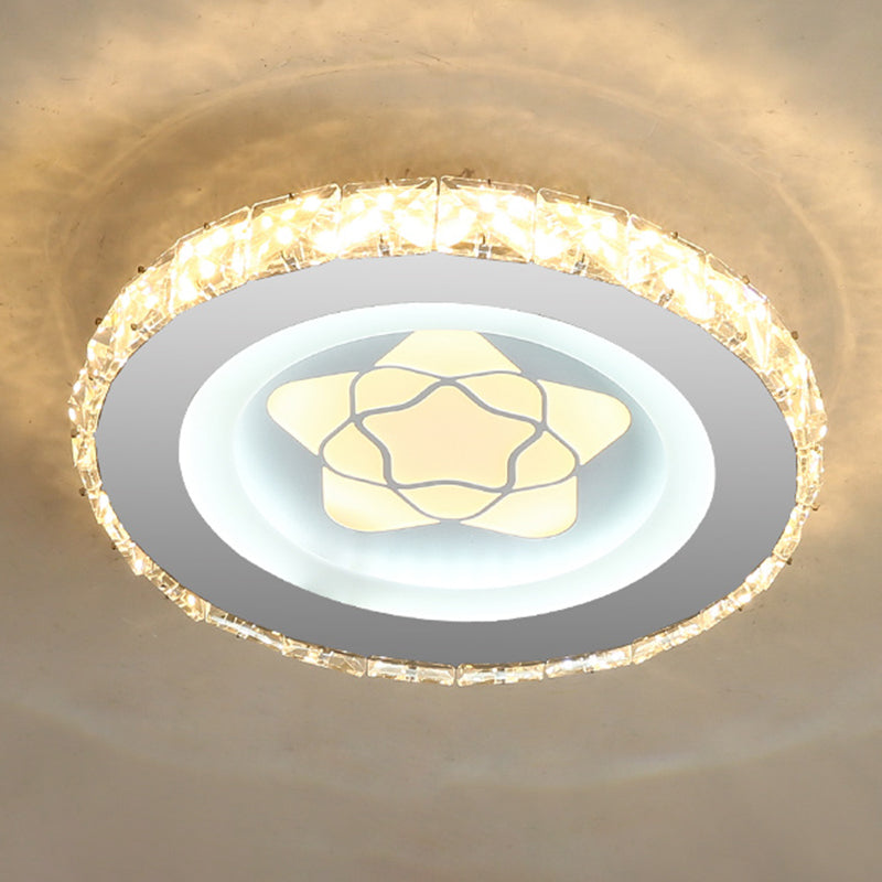 Modern Led Crystal Stainless-Steel Flushmount Ceiling Light - Circle Shape / Star