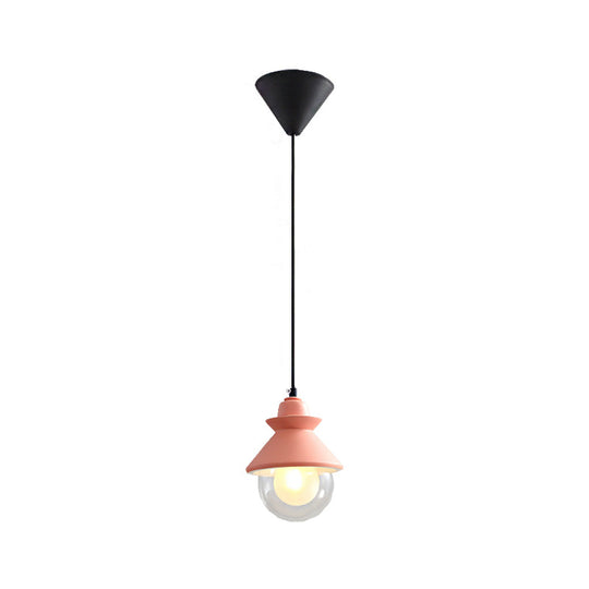 Black/Pink Macaron Style Pendant Ceiling Light With Double Glass Shade