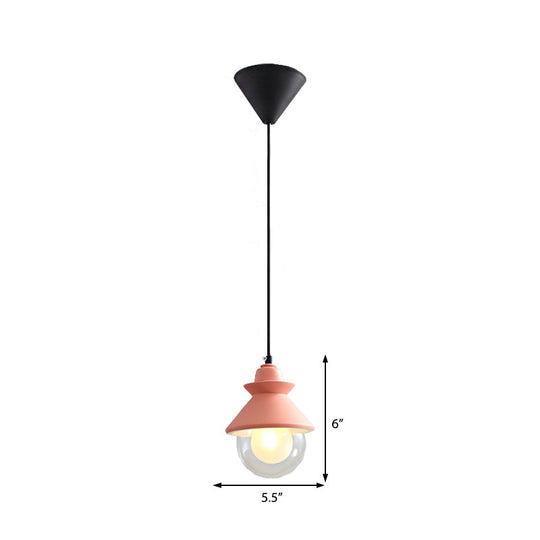 Black/Pink Macaron Style Pendant Ceiling Light With Double Glass Shade