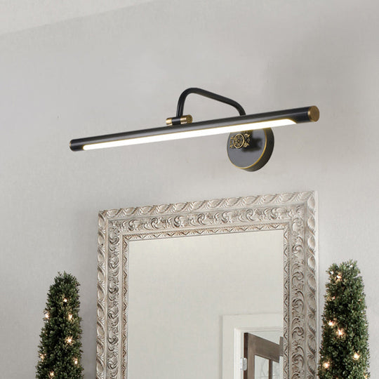 Led Wall Light Fixture In Black/Antique Brass With Traditional Metal Linear Design -