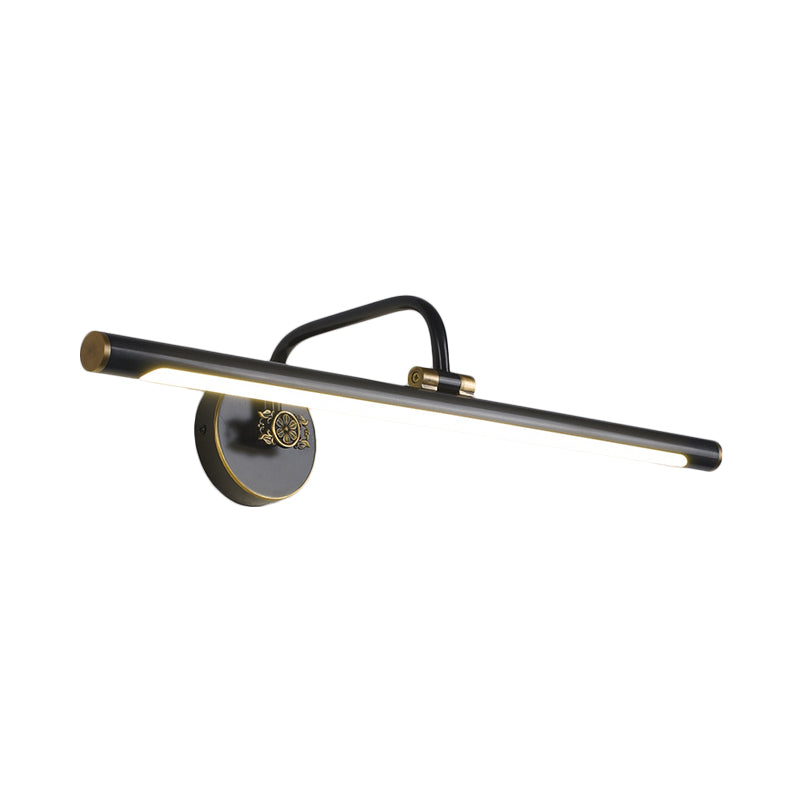 Led Wall Light Fixture In Black/Antique Brass With Traditional Metal Linear Design -