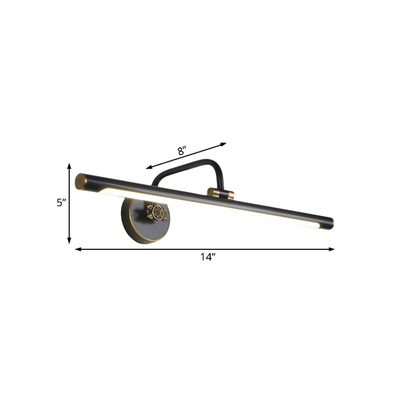 Led Wall Light Fixture In Black/Antique Brass With Traditional Metal Linear Design -