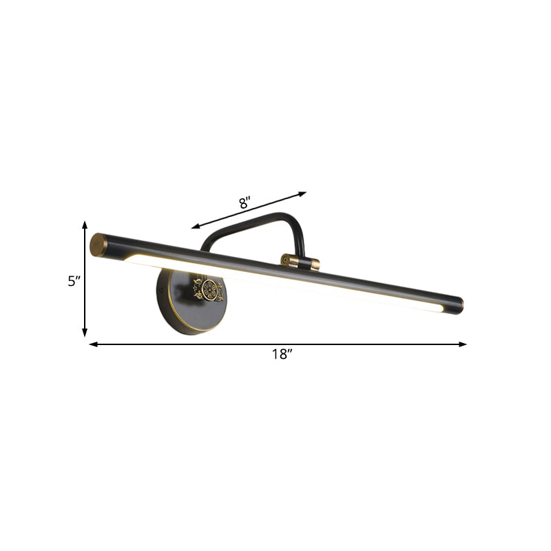 Led Wall Light Fixture In Black/Antique Brass With Traditional Metal Linear Design -