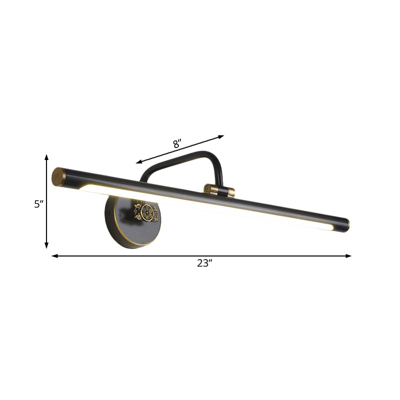 Led Wall Light Fixture In Black/Antique Brass With Traditional Metal Linear Design -