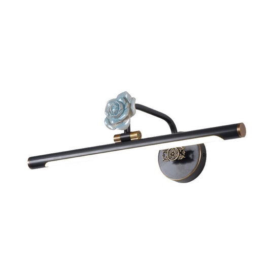 Black/Antique Brass Led Bathroom Sconce - Classic Metal Vanity Light Fixture In White/Warm/Natural