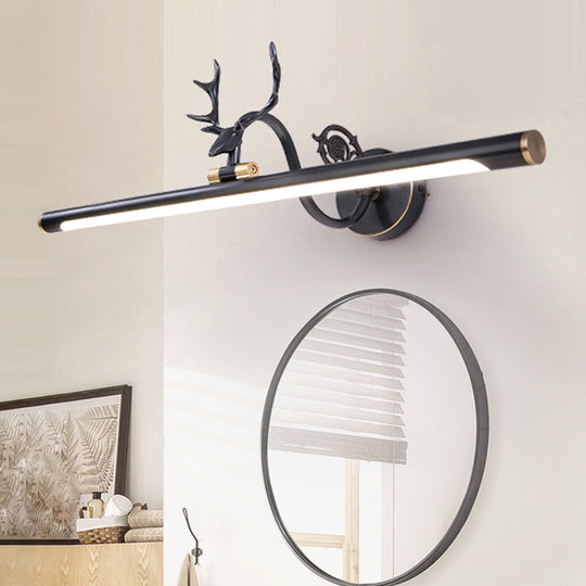 Classic Metal Vanity Light Fixture In Black/Antique Brass Finish With Led Bathroom Sconce Lamp -