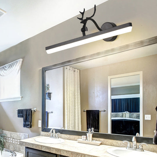 Linear Metal Shade Led Wall Light - Classic Black Bathroom Vanity Lighting Available In 3 Widths