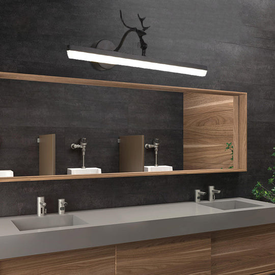 Linear Metal Shade Led Wall Light - Classic Black Bathroom Vanity Lighting Available In 3 Widths