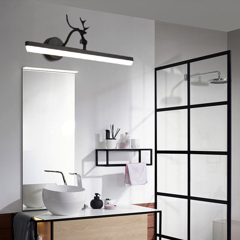 Linear Metal Shade Led Wall Light - Classic Black Bathroom Vanity Lighting Available In 3 Widths