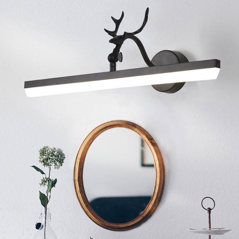 Linear Metal Shade Led Wall Light - Classic Black Bathroom Vanity Lighting Available In 3 Widths