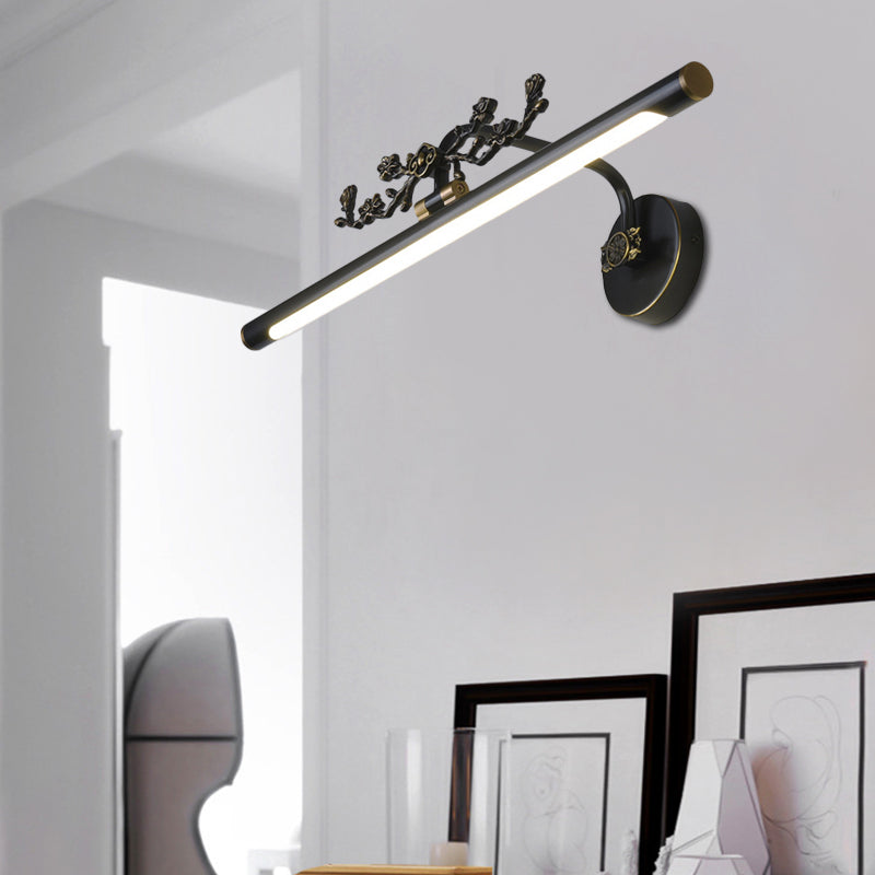 Traditional Led Metal Sconce Vanity Light In Black/Antique Brass - Sizes 14/18/23 For Bathroom Black