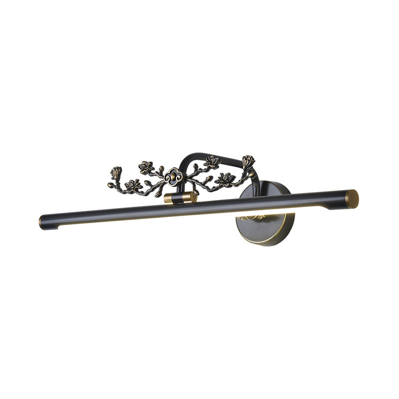 Traditional Led Metal Sconce Vanity Light In Black/Antique Brass - Sizes 14/18/23 For Bathroom