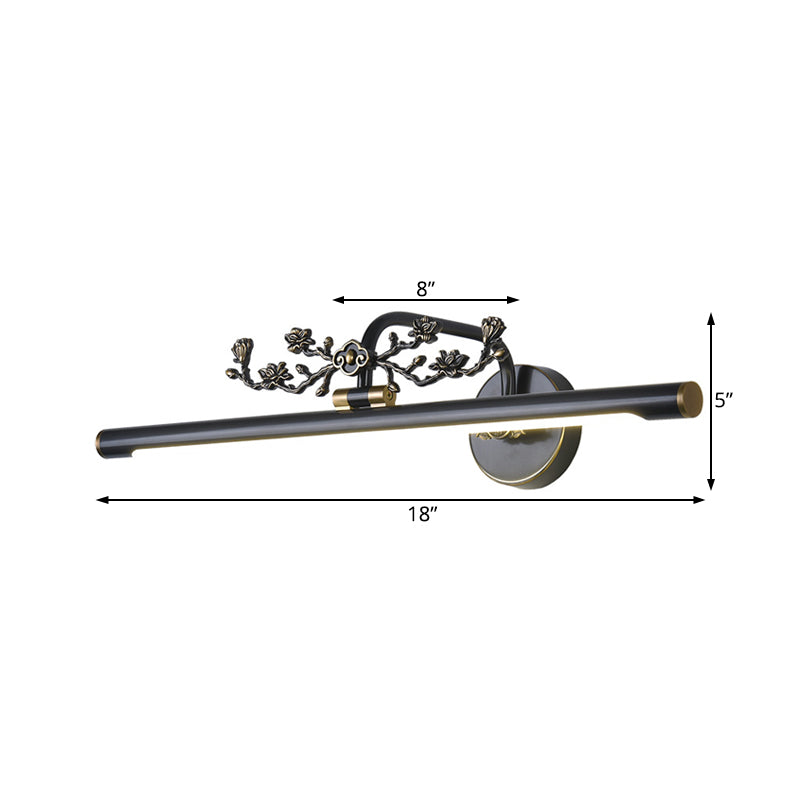 Traditional Led Metal Sconce Vanity Light In Black/Antique Brass - Sizes 14/18/23 For Bathroom