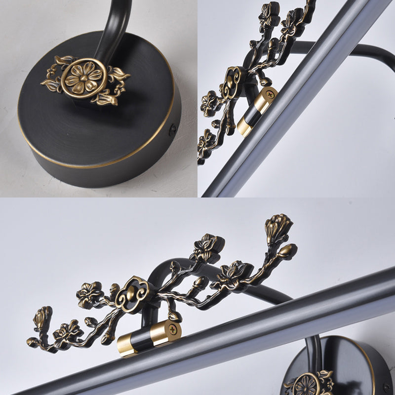 Traditional Led Metal Sconce Vanity Light In Black/Antique Brass - Sizes 14/18/23 For Bathroom